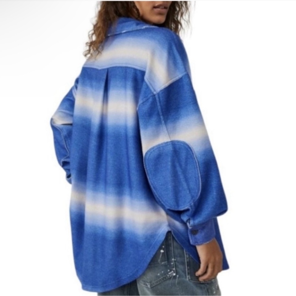 Free People Blue Ombre Ruby Button-Up Shacket - Size M